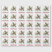 Papier Cadeau Aquarelle Joyeux colibri de Noël (Plat)