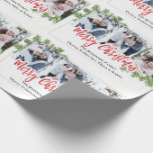 Papier Cadeau Aquarelle Joyeux pin de Noël 3 PHOTOS Collage (Coin)