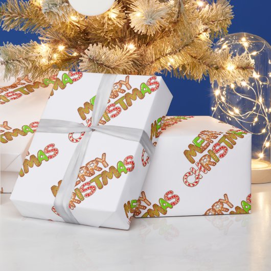 Papier Cadeau Aquarelle Joyeux texte de Noël (Vacances)