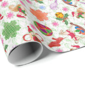 Papier Cadeau Aquarelle Kitsch Vert Magique (Coin rond)