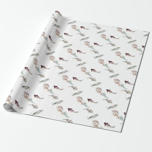 Papier Cadeau Aquarelle Koi Fish (Déroulé)