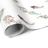 Papier Cadeau Aquarelle Koi Fish (Coin rond)