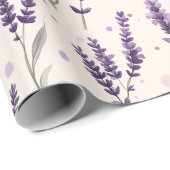 Papier Cadeau Aquarelle lavande et conception de points (Coin rond)