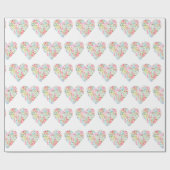 Papier Cadeau Aquarelle Leaf Coeur sur Blanc (Plat)