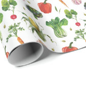 Papier Cadeau Aquarelle Légumes organiques (Coin rond)