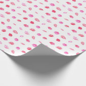 Papier Cadeau Aquarelle Lèvres Roses. Chic motif, Design tendanc (Coin)