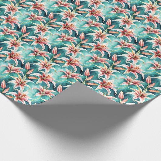 Papier Cadeau Aquarelle Lily Flower Enveloppe cadeau (Coin)