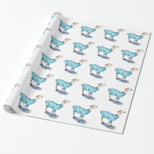 Papier Cadeau Aquarelle Llama en bleu Sweat
