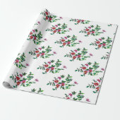 Papier Cadeau Aquarelle magenta rose vintage roses (Déroulé)