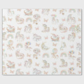 Papier Cadeau Aquarelle magique Unicorne Anniversaire (Plat)