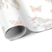 Papier Cadeau Aquarelle magique Unicorne Anniversaire (Coin rond)