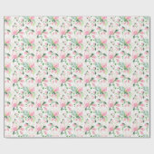 Papier cadeau aquarelle Magnolia rose élégant (Plat)