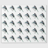 Papier Cadeau Aquarelle Magpie Bird dans Vol Nature Art (Plat)