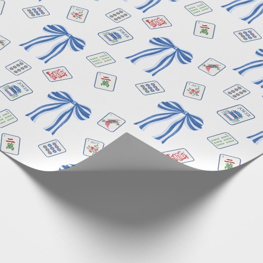 Papier Cadeau Aquarelle Mahjong Carreaux et vaches (Coin)