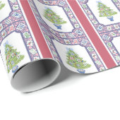 Papier Cadeau Aquarelle Mahjong Christmas Tree (Coin rond)