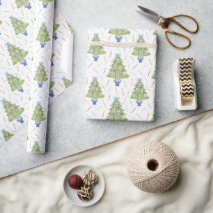 Papier Cadeau Aquarelle Mahjong Christmas Tree