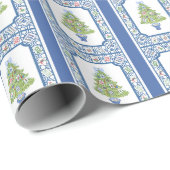 Papier Cadeau Aquarelle Mahjong Christmas Tree (Coin rond)