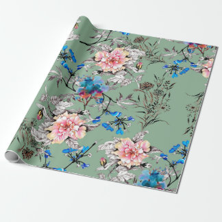 Papier Cadeau Aquarelle main dessinée sans couture motif avec be