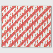 Papier Cadeau Aquarelle main peint rouge pavot floral (Plat)