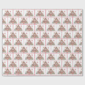 Papier Cadeau Aquarelle Maison de pain d'épices de Noël (Plat)