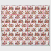 Papier Cadeau Aquarelle Maison de pain d'épices de Noël (Plat)