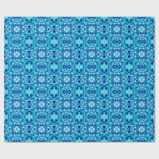 Papier Cadeau Aquarelle Mandala Flower dans les tons bleu Indigo (Plat)