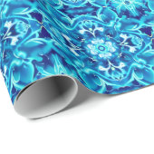 Papier Cadeau Aquarelle Mandala Flower dans les tons bleu Indigo (Coin rond)