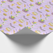 Papier Cadeau Aquarelle Mardi Gras Masques King Cake Crown (Coin)