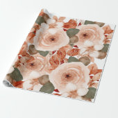 Papier Cadeau Aquarelle mariage rose fleurie beige jolie mignonn (Déroulé)