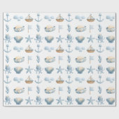 Papier Cadeau Aquarelle marine (Plat)