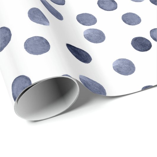 Papier Cadeau Aquarelle marine cercles pois main pointé sur la (Coin rond)