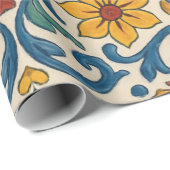 Papier Cadeau Aquarelle Méditerranée Floral été moderne (Coin rond)