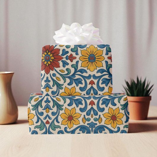 Papier Cadeau Aquarelle Méditerranée Floral été moderne