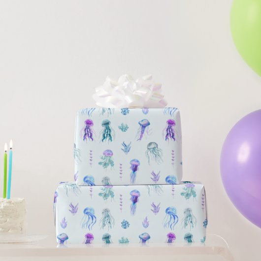 Papier Cadeau Aquarelle méduse et algues (Cadeaux de fête)