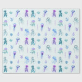 Papier Cadeau Aquarelle méduse et algues (Plat)