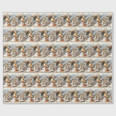 Papier Cadeau Aquarelle Mère Canard Avec Collier (Plat)