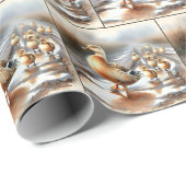 Papier Cadeau Aquarelle Mère Canard Avec Collier (Coin rond)