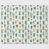 Papier Cadeau Aquarelle mignon Plantes (Plat)