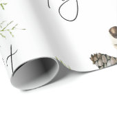 Papier Cadeau Aquarelle mignonne Boeuf Pointsettia Fleur (Coin rond)