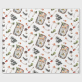 Papier Cadeau Aquarelle mignonne Champignons d'automne Papier à  (Plat)