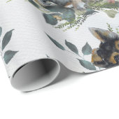 Papier Cadeau Aquarelle mignonne Chien chiot (Coin rond)