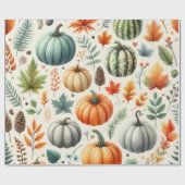 Papier Cadeau Aquarelle mignonne citrouille automne et automne T (Plat)