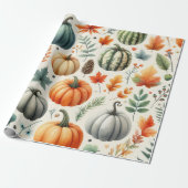 Papier Cadeau Aquarelle mignonne citrouille automne et automne T (Déroulé)