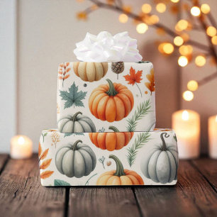 Papier Cadeau Aquarelle mignonne citrouille automne et automne T