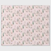 Papier Cadeau Aquarelle mignonne de Bruant de neige peinte à la (Plat)