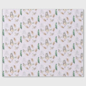 Papier Cadeau Aquarelle mignonne de Bruant de neige peinte à la (Plat)