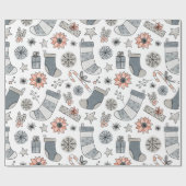 Papier Cadeau Aquarelle mignonne Doodles de Noël (Plat)