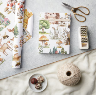 Papier Cadeau Aquarelle mignonne et fraîche Bois Tous âges