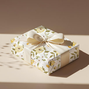 Papier Cadeau Aquarelle mignonne Floral Knished Honey Bee Motif