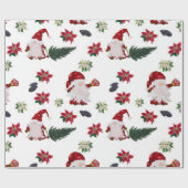 Papier Cadeau Aquarelle mignonne Gnomes de Noël (Plat)